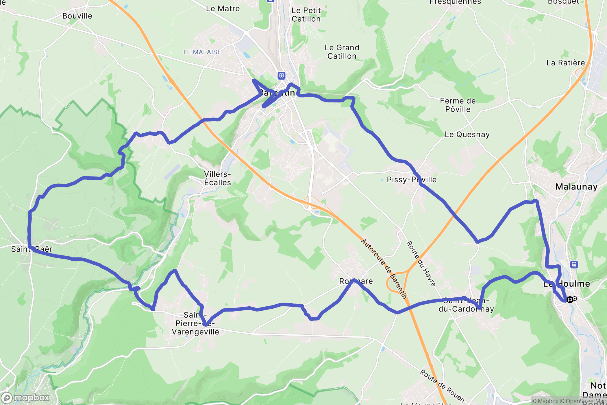 Le Houlme : carte du parcours de randonnée - France