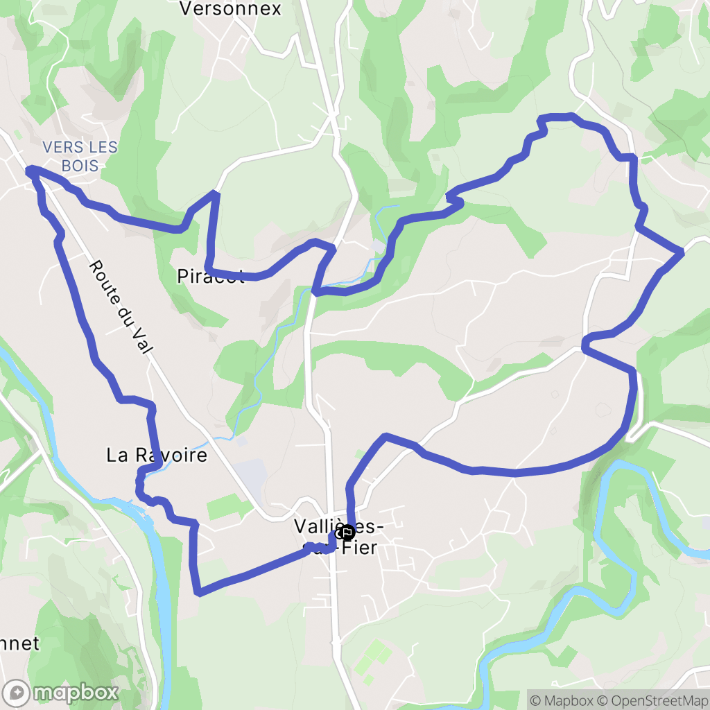 Vallières-sur-Fier : carte du parcours de randonnée - France