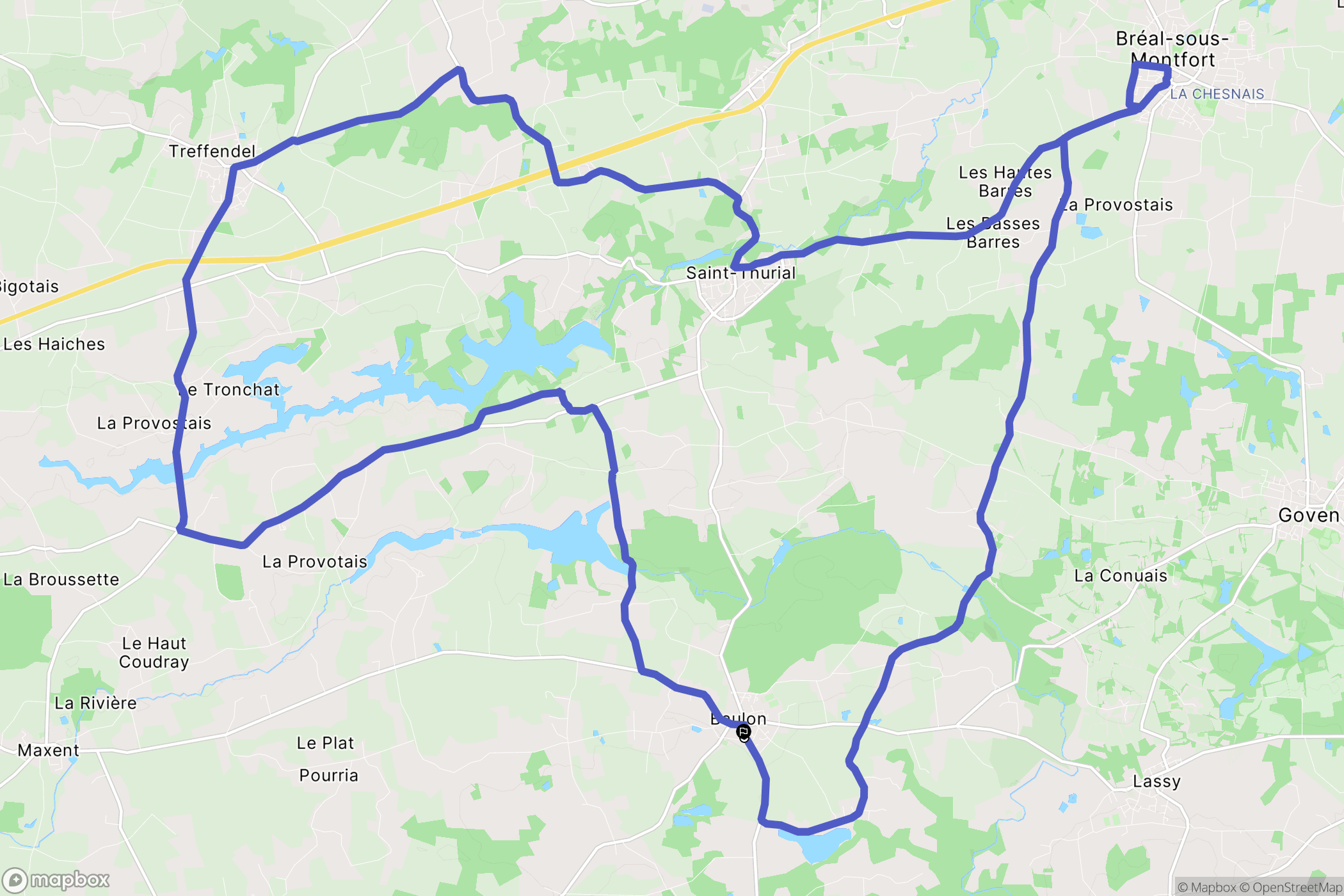 Baulon : carte du parcours de randonnée - France