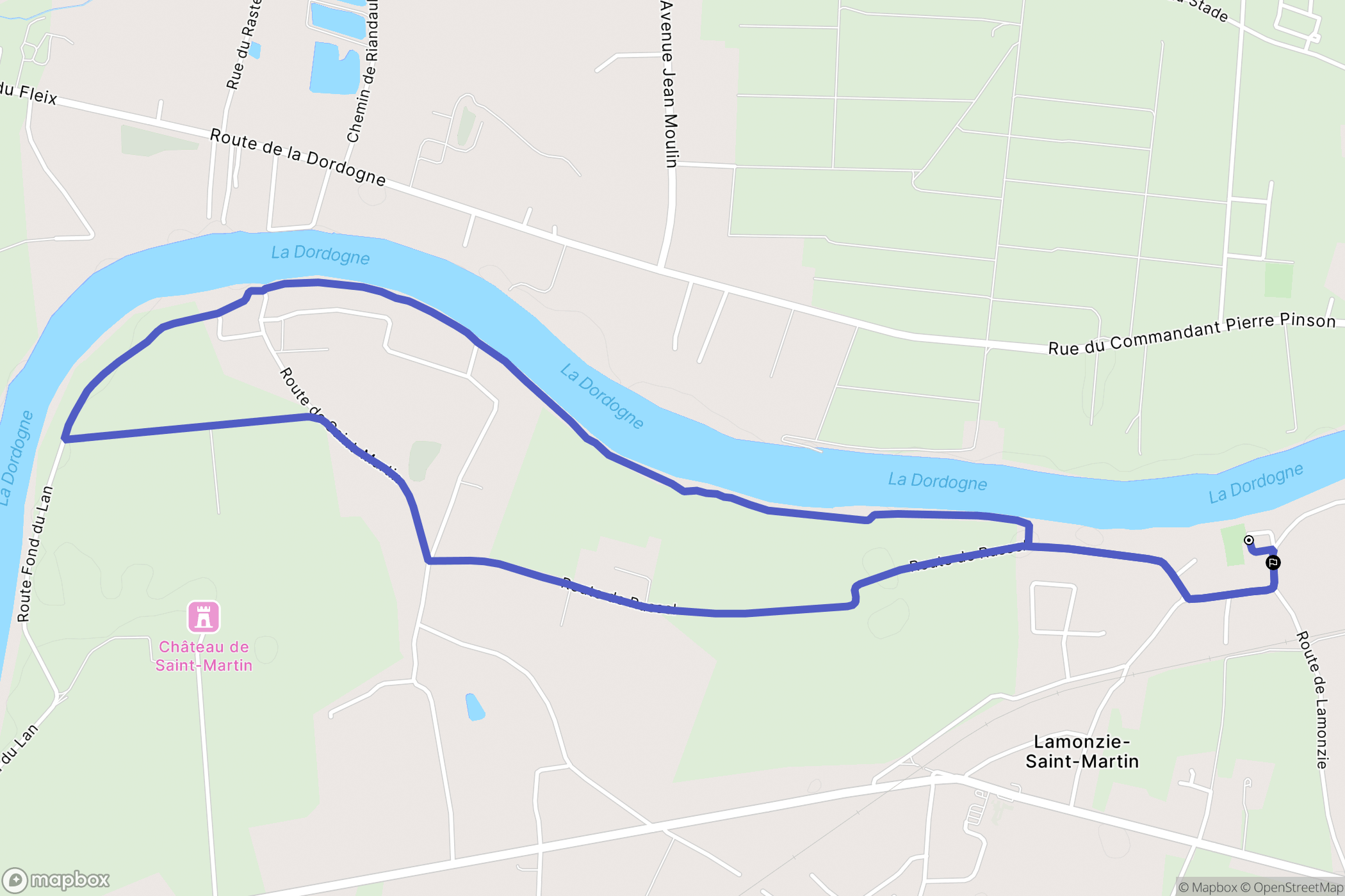 Lamonzie-Saint-Martin : carte du parcours de randonnée - France