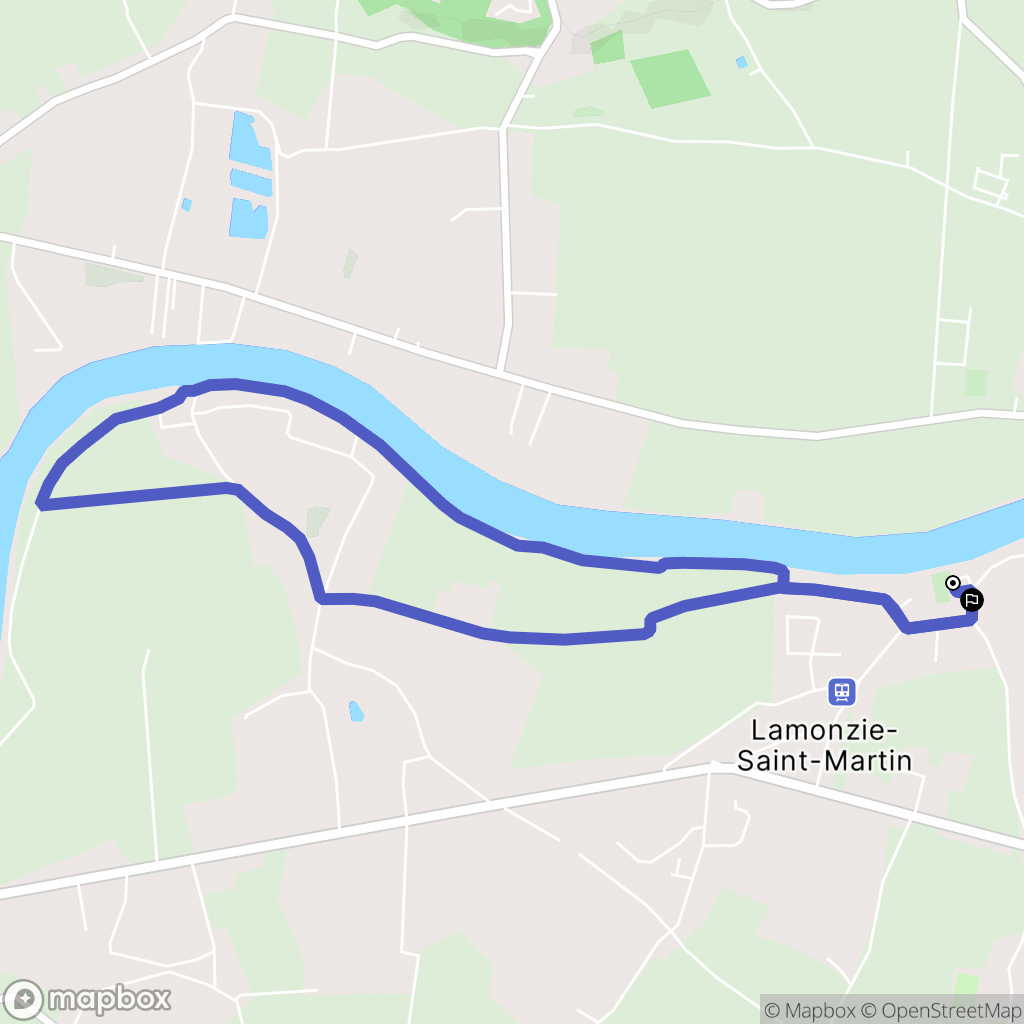 Lamonzie-Saint-Martin : carte du parcours de randonnée - France