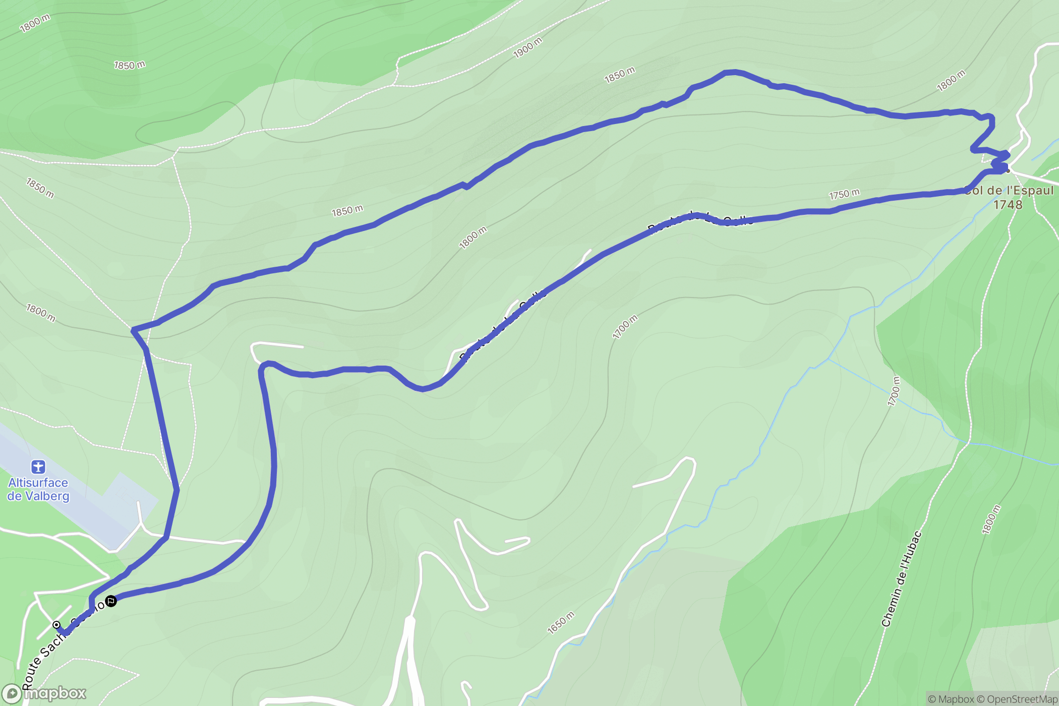Péone : carte du parcours de randonnée - France