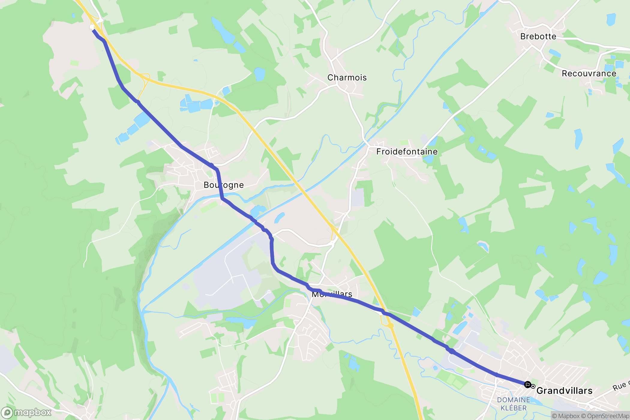 Grandvillars : carte du parcours de randonnée - France