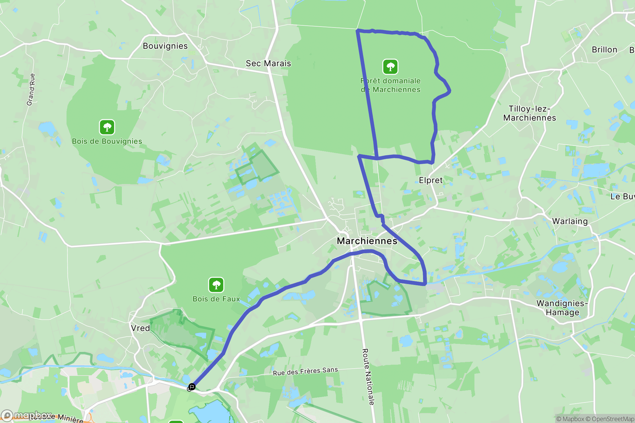 Pecquencourt : carte du parcours de randonnée - France