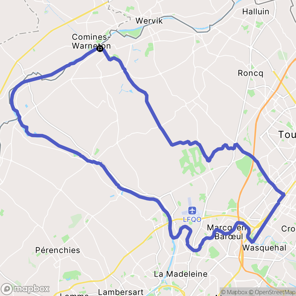 Comines : carte du parcours de randonnée - France
