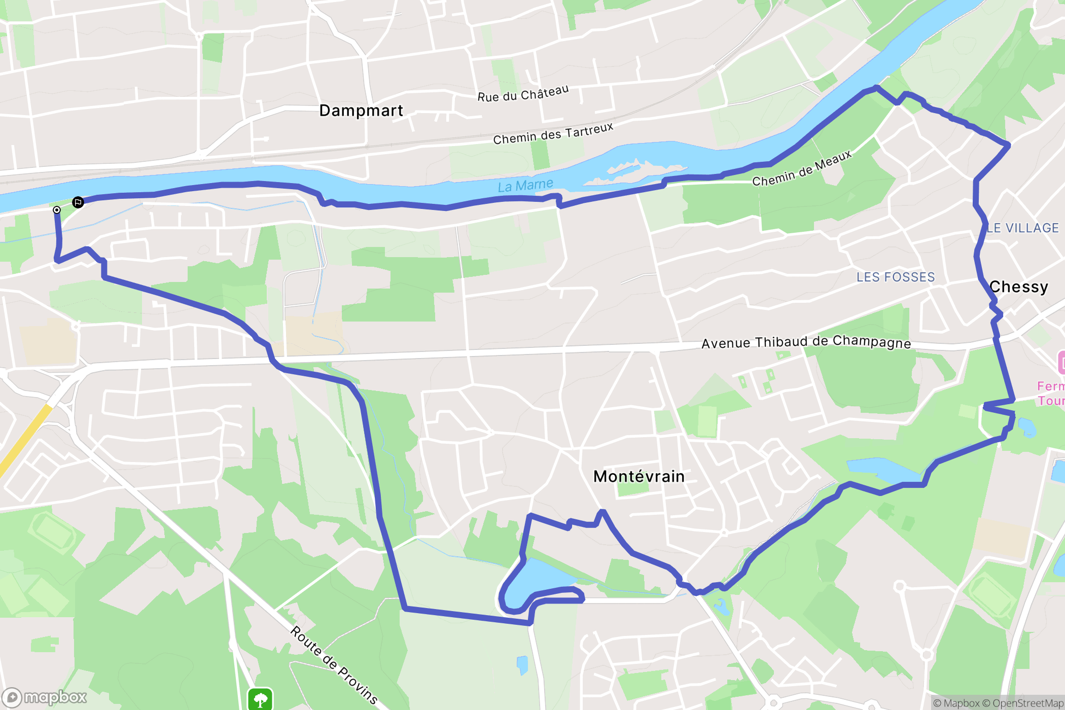 Lagny-sur-Marne : carte du parcours de randonnée - France