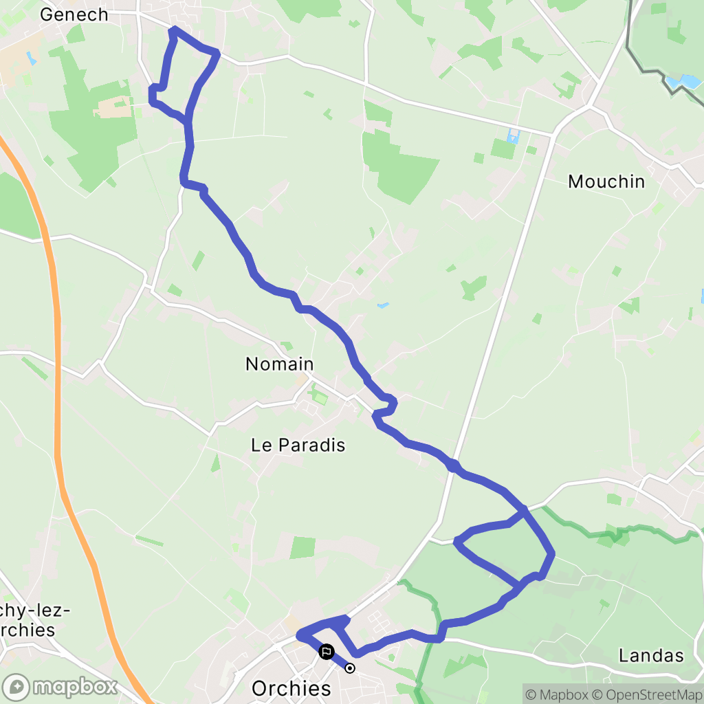 Orchies : carte du parcours de randonnée - France