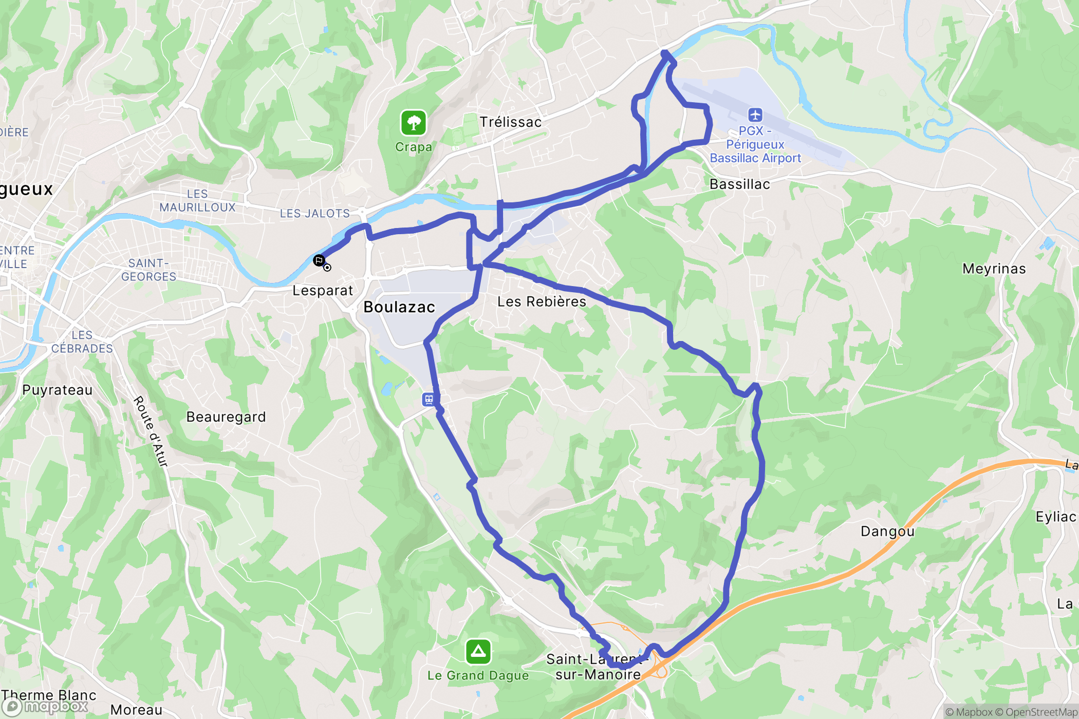 Boulazac Isle Manoire : carte du parcours de randonnée - France