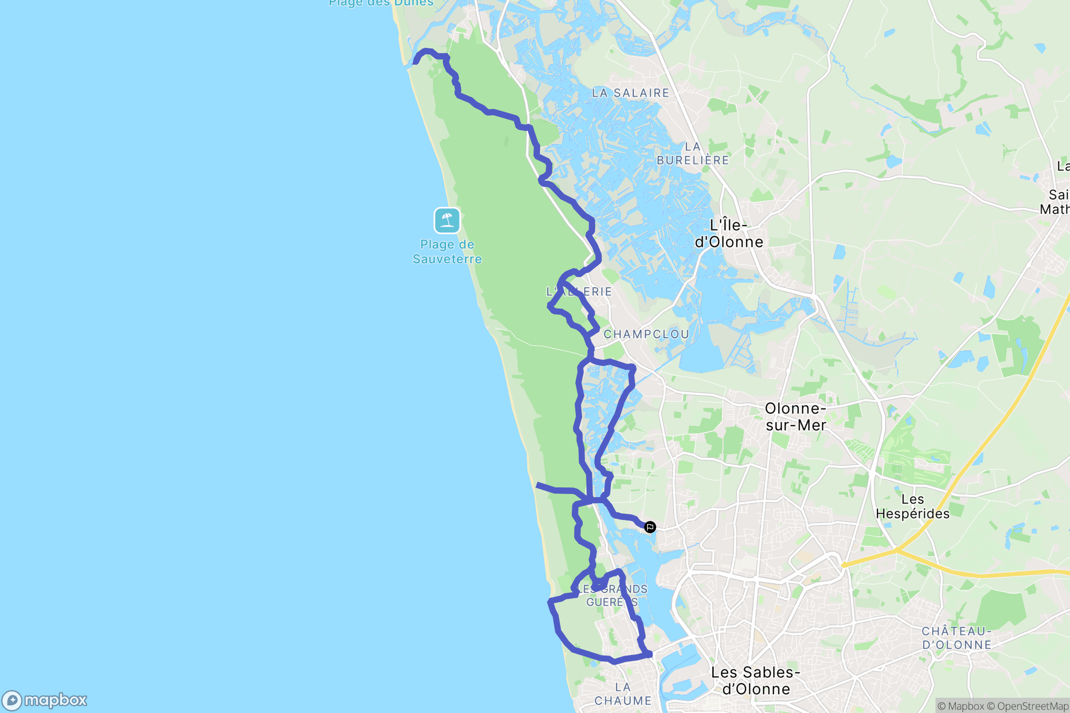 Les Sables-d'Olonne : carte du parcours de randonnée - France