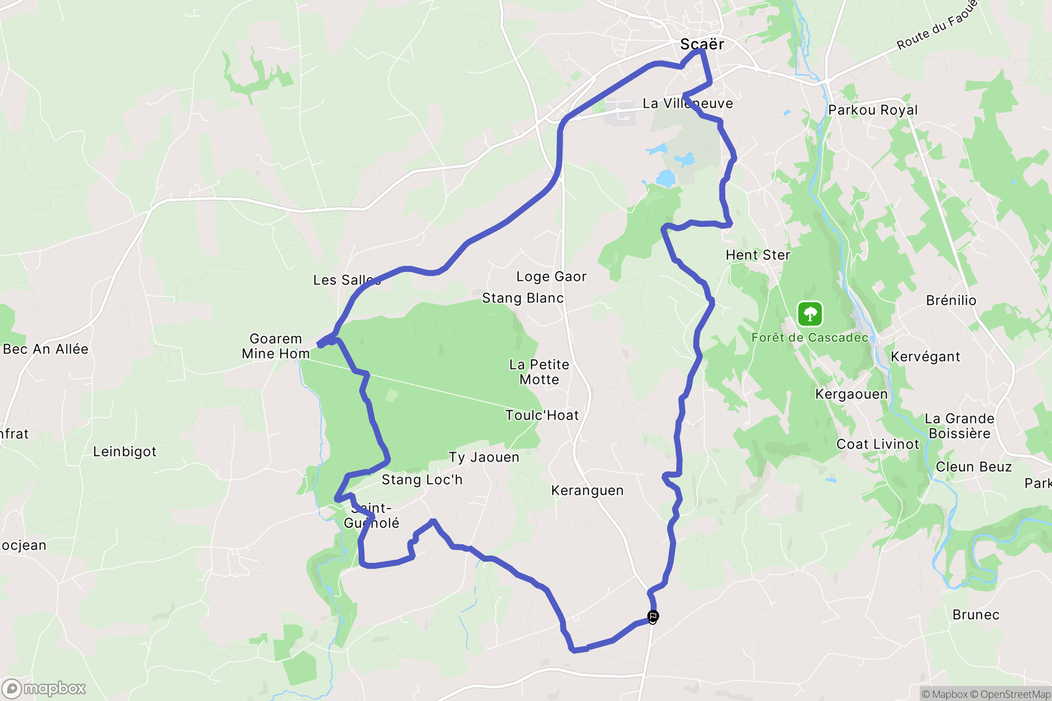 Scaër : carte du parcours de randonnée - France