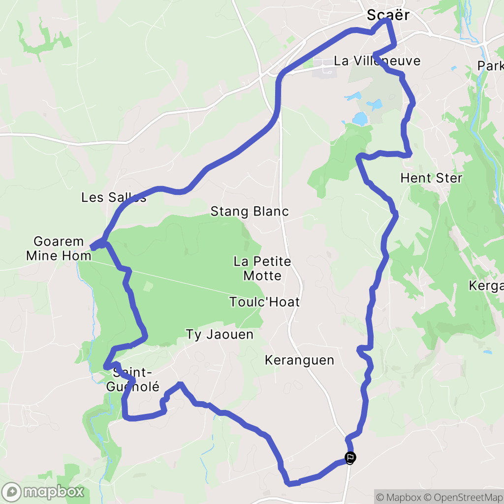Scaër : carte du parcours de randonnée - France