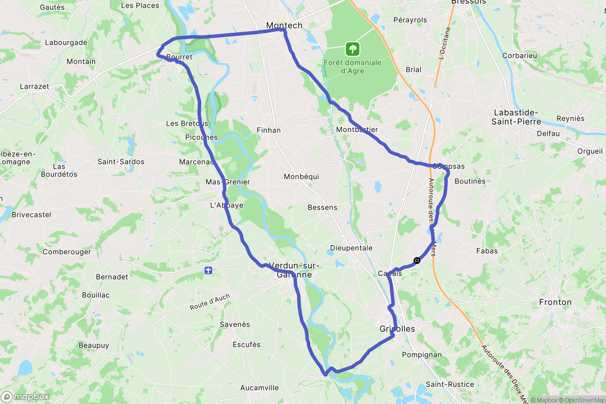 Canals : carte du parcours de randonnée - France