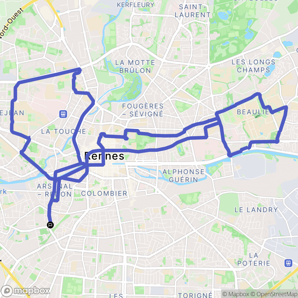 Rennes : carte du parcours de randonnée - France