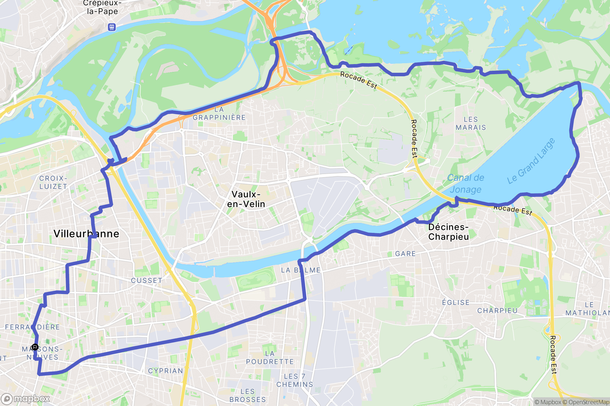 Lyon : carte du parcours de randonnée - France