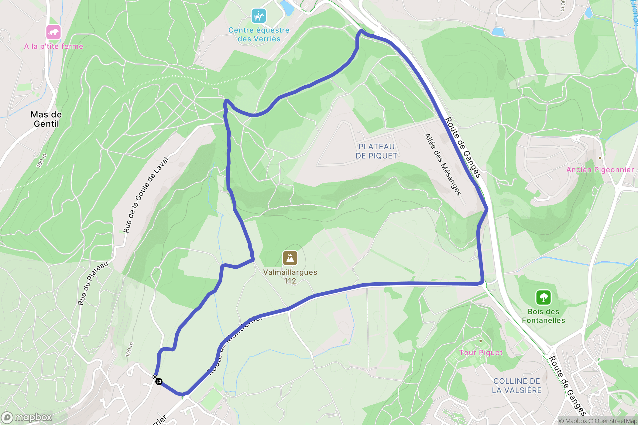 Grabels : carte du parcours de randonnée - France
