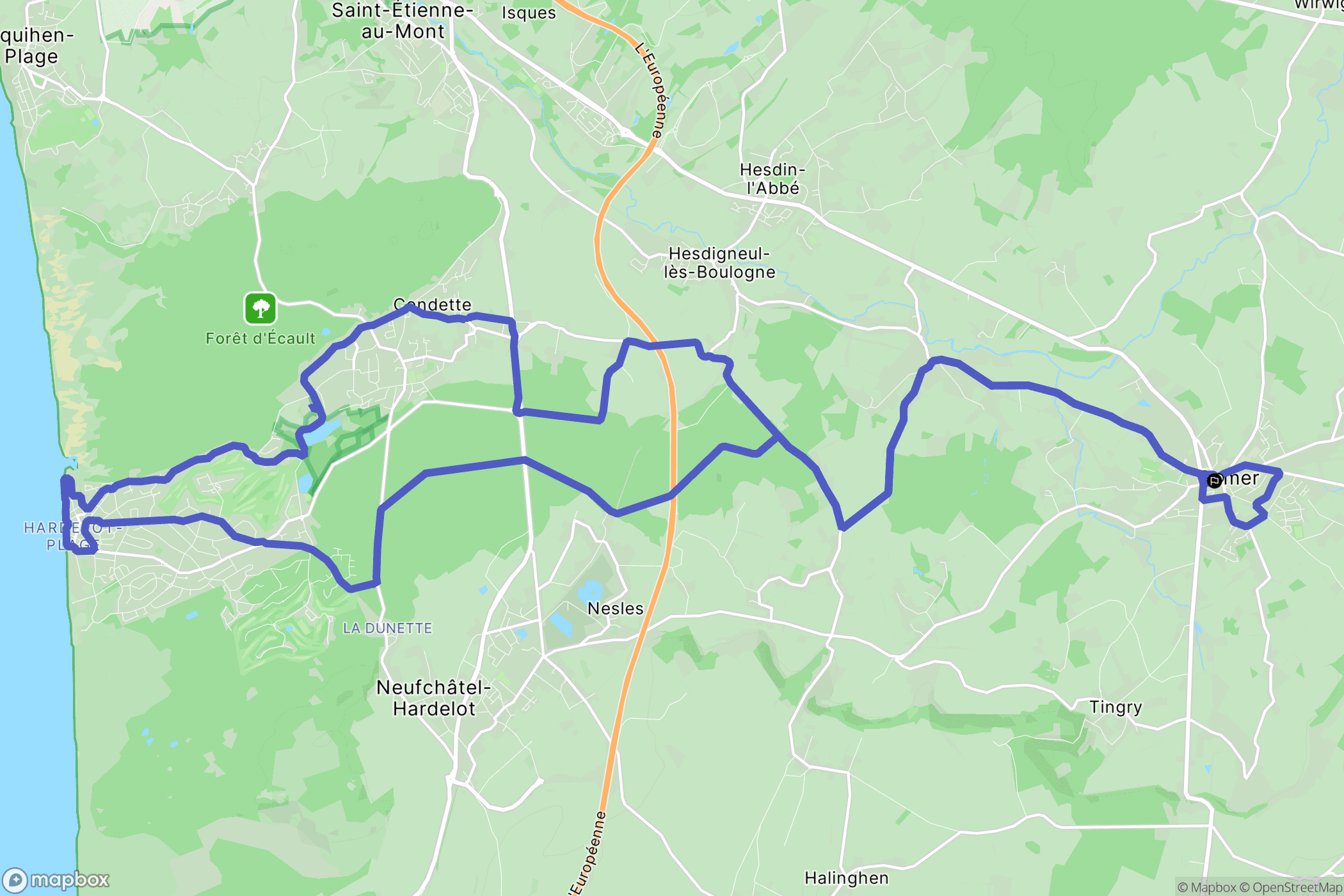 Samer : carte du parcours de randonnée - France