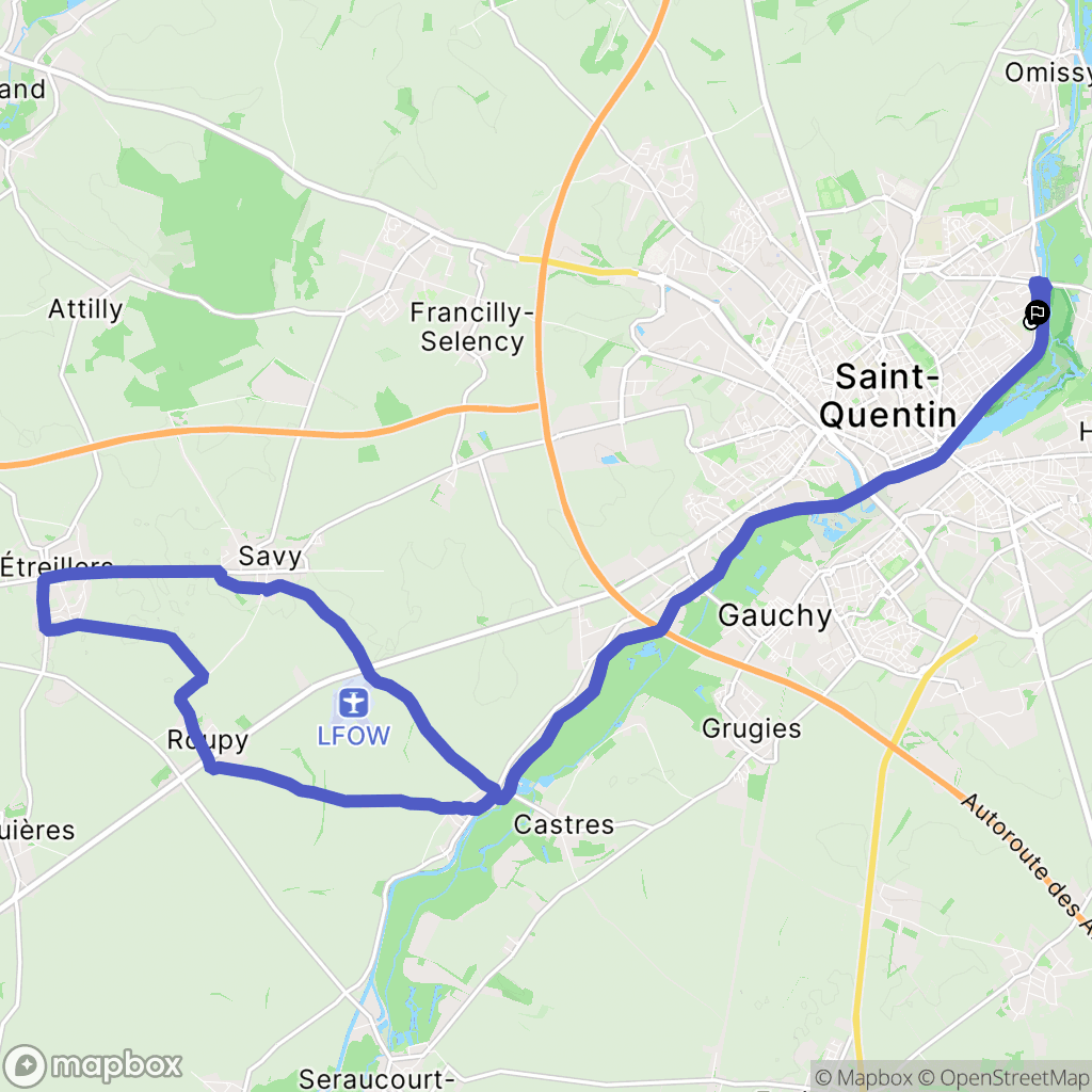 Saint-Quentin : carte du parcours de randonnée - France
