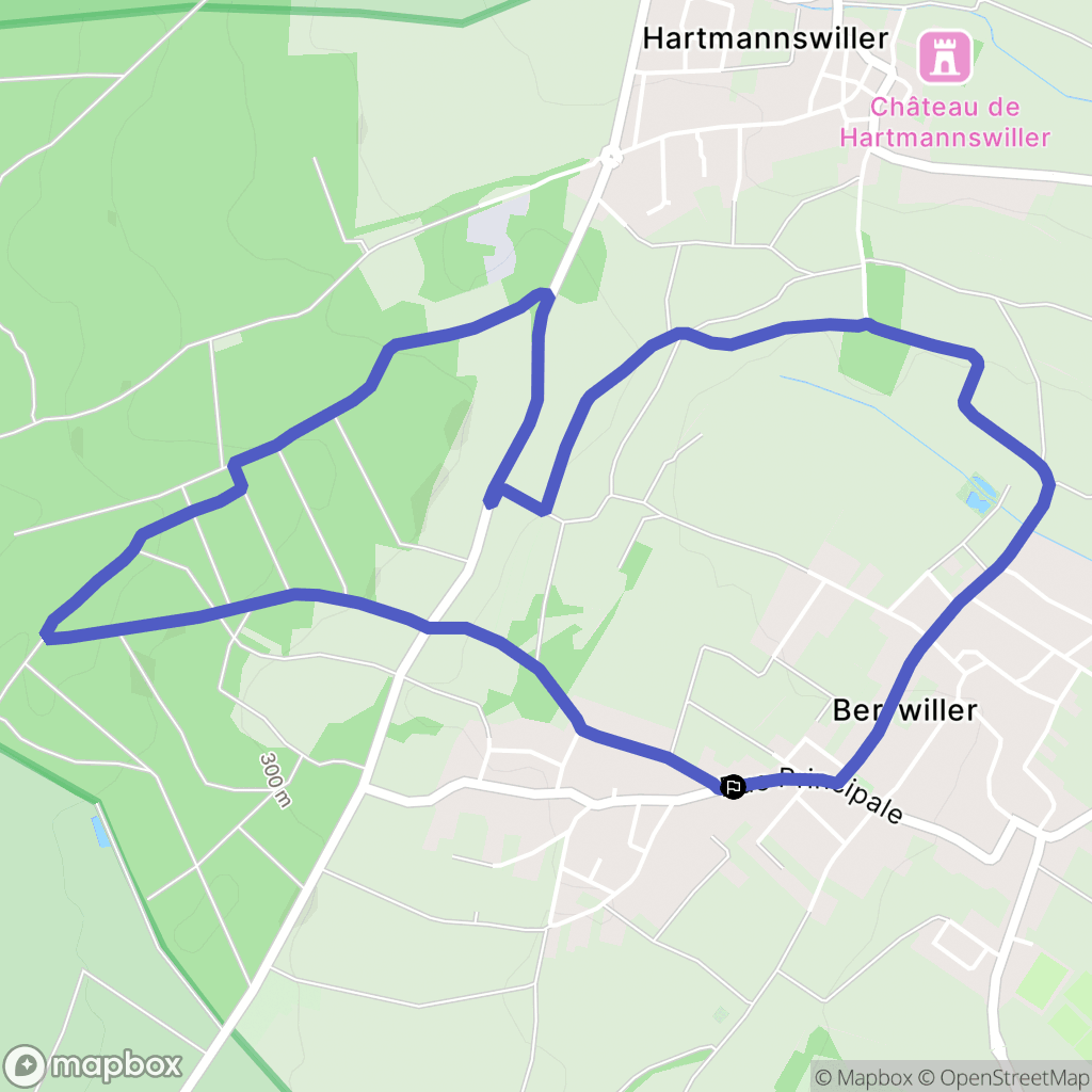 Berrwiller : carte du parcours de randonnée - France