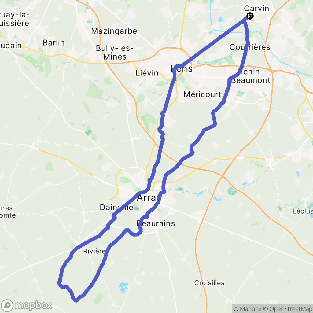 Carvin : carte du parcours de randonnée - France