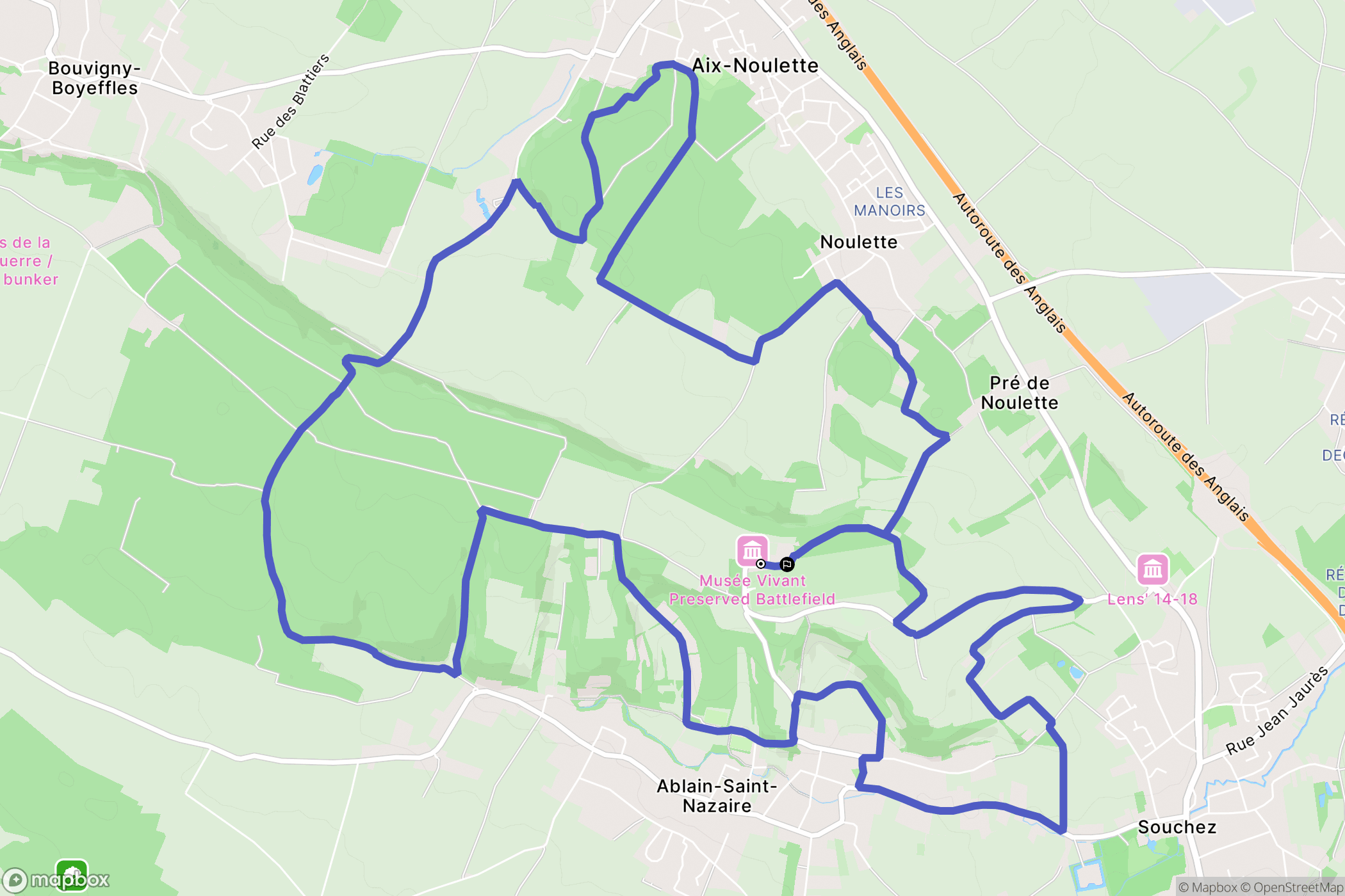 Ablain-Saint-Nazaire : carte du parcours de randonnée - France