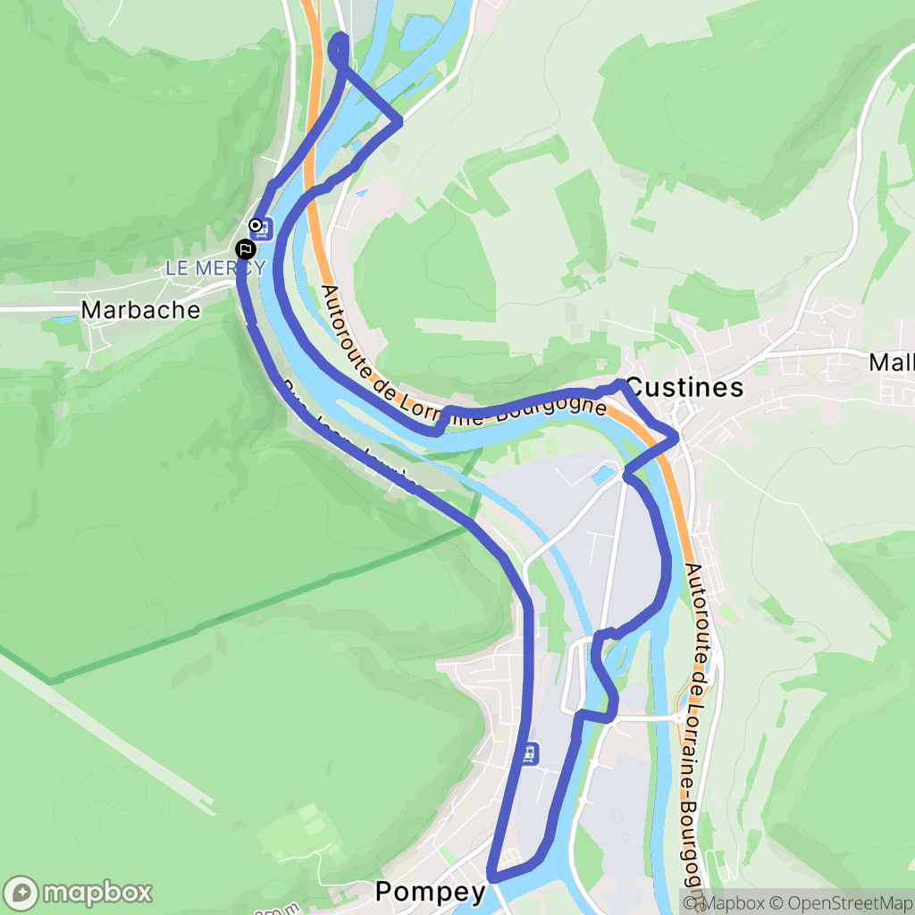 Marbache : carte du parcours de randonnée - France