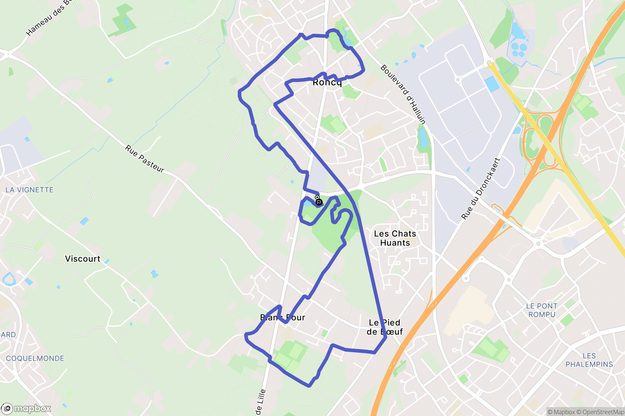 Roncq : carte du parcours de randonnée - France