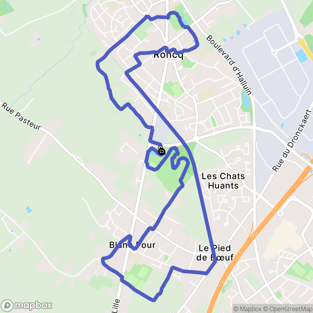 Roncq : carte du parcours de randonnée - France