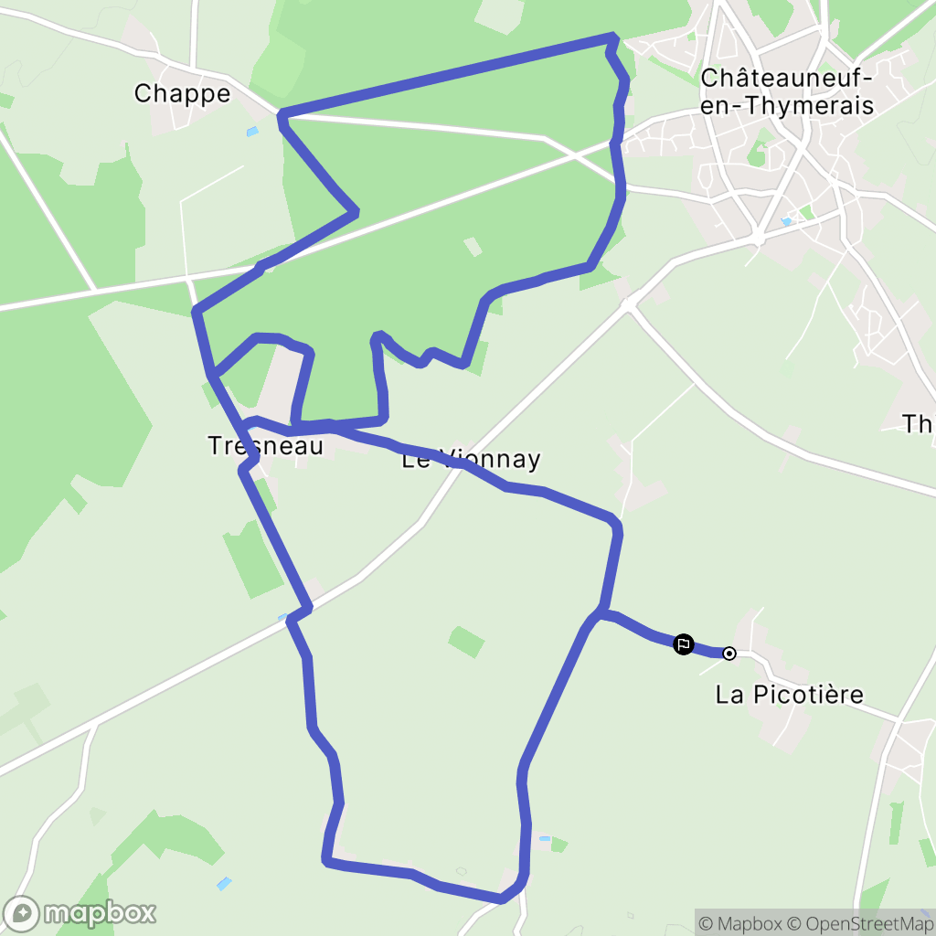 Thimert-Gâtelles : carte du parcours de randonnée - France