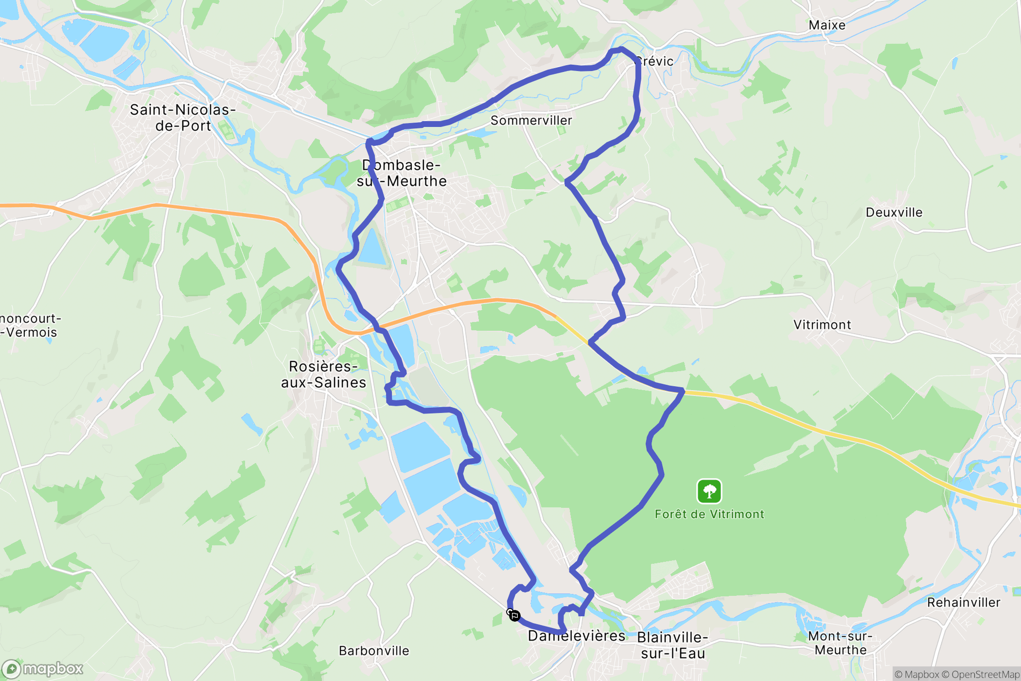 Damelevières : carte du parcours de randonnée - France
