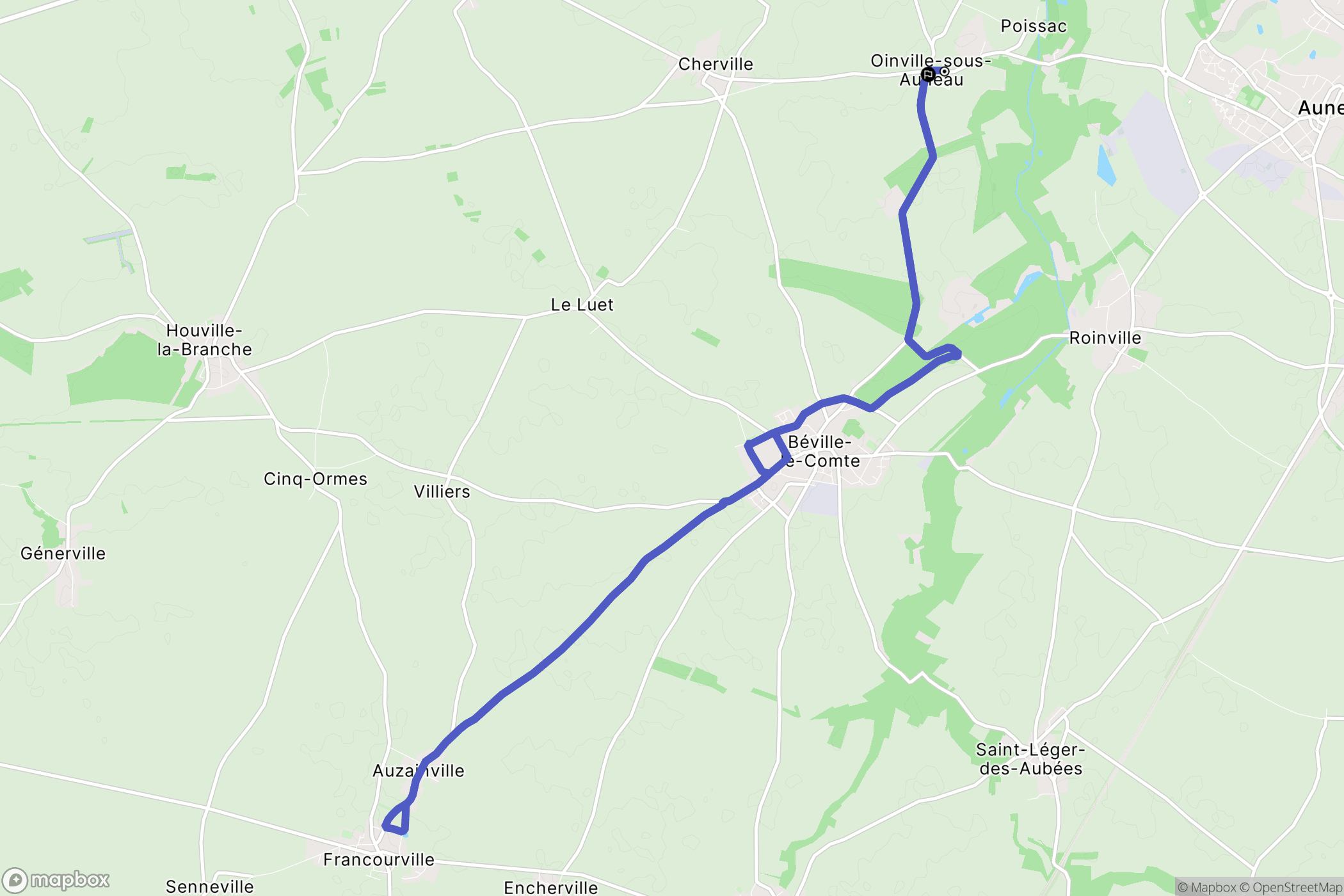 Oinville-Sous-Auneau : carte du parcours de randonnée - France