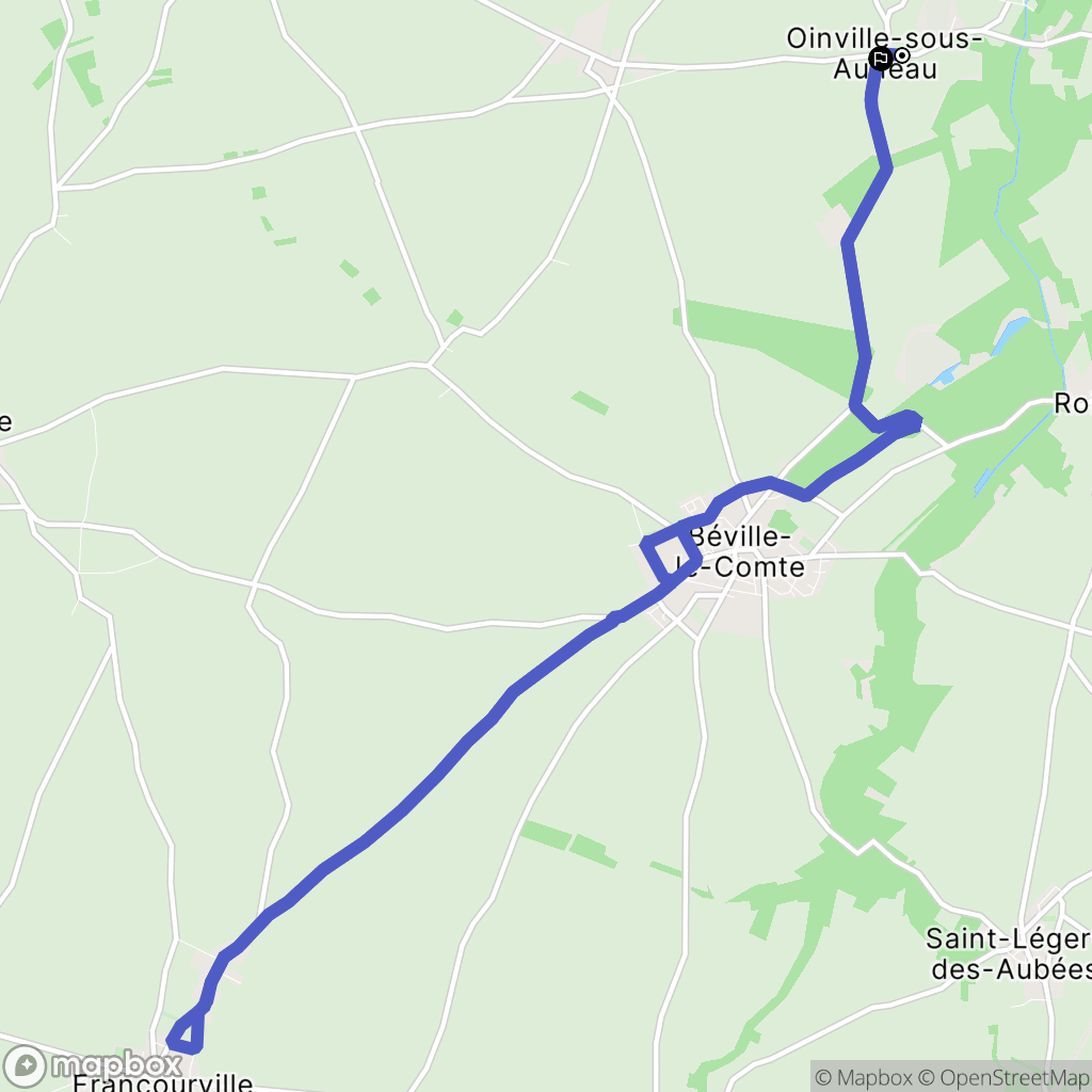 Oinville-Sous-Auneau : carte du parcours de randonnée - France