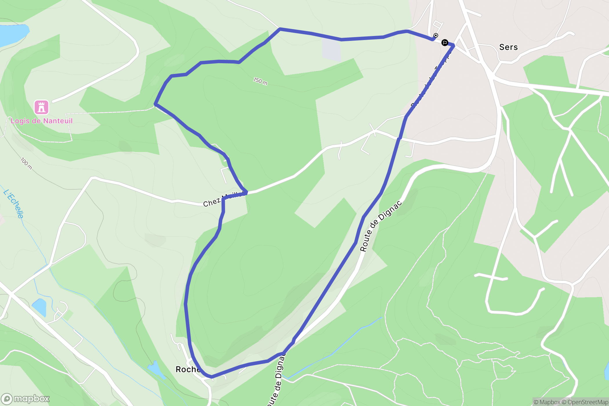 Sers : carte du parcours de randonnée - France