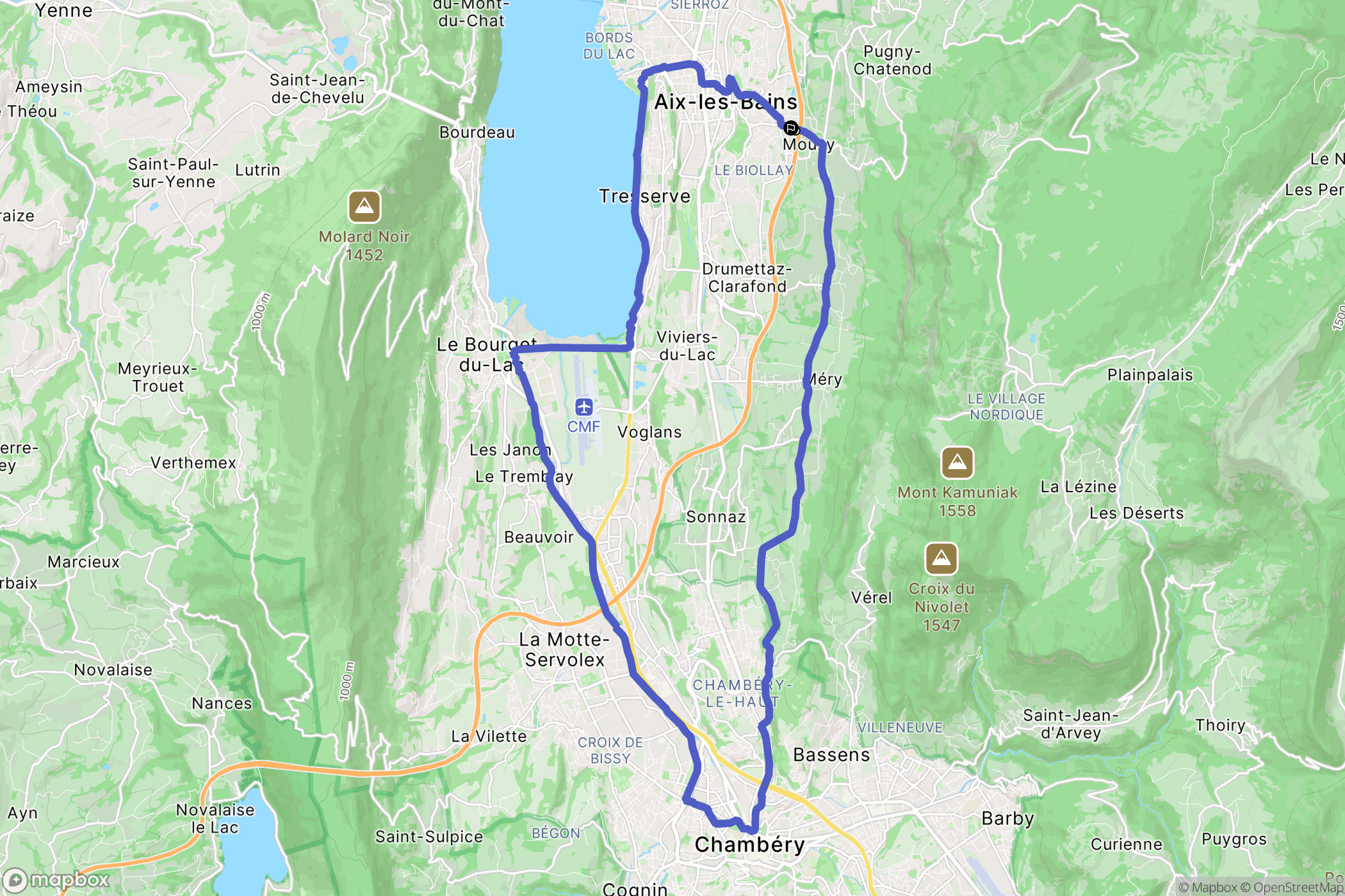 Mouxy : carte du parcours de randonnée - France