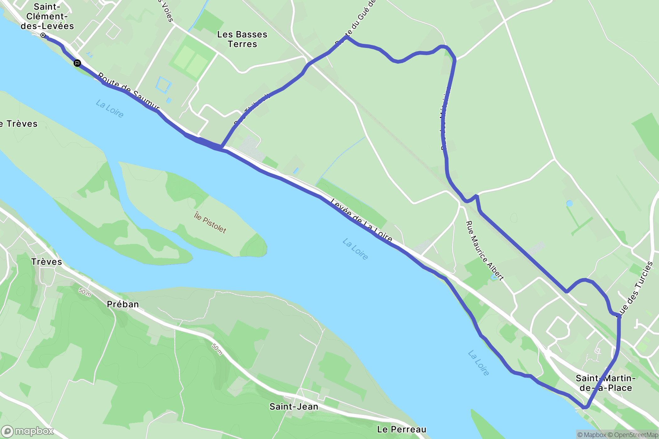 Saint-Clément-des-Levées : carte du parcours de randonnée - France