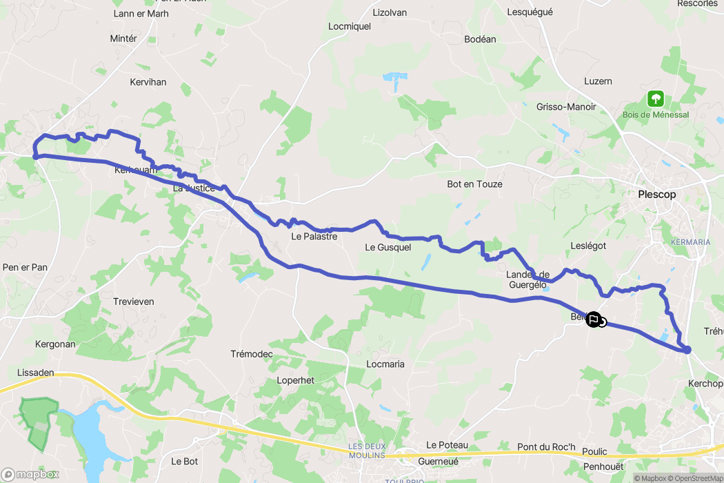 Plescop : carte du parcours de randonnée - France