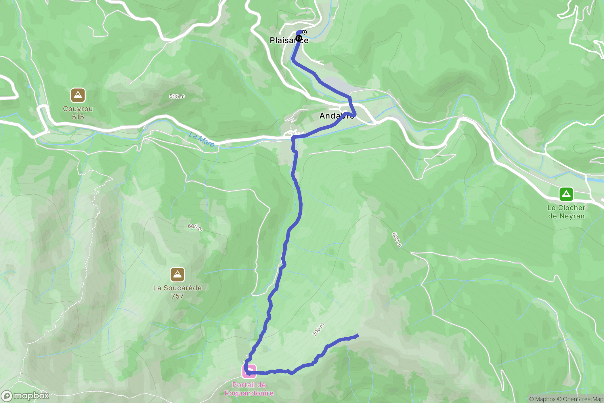 Saint-Génies-de-Varensal : carte du parcours de randonnée - France