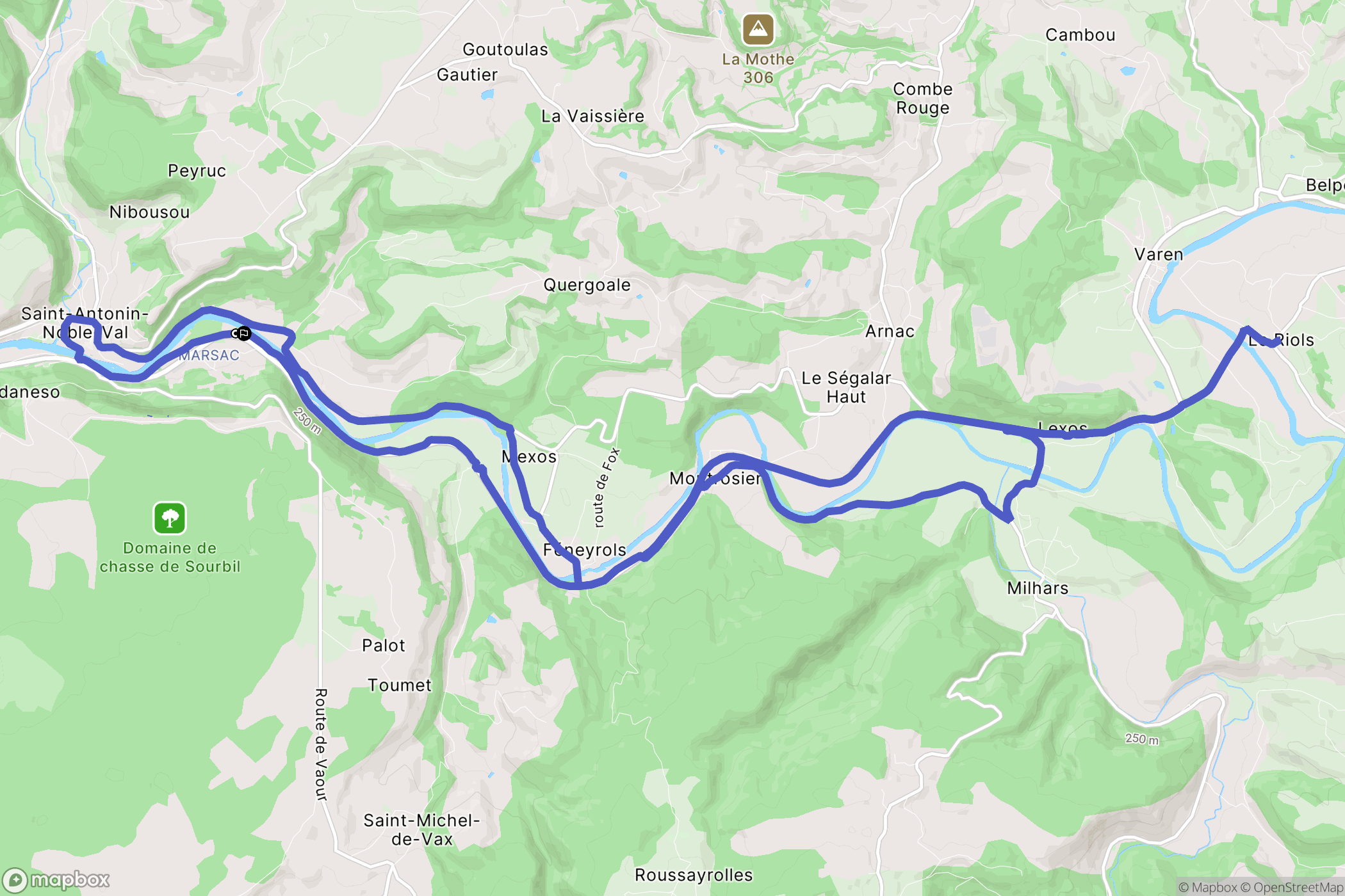 Saint-Antonin-Noble-Val : carte du parcours de randonnée - France
