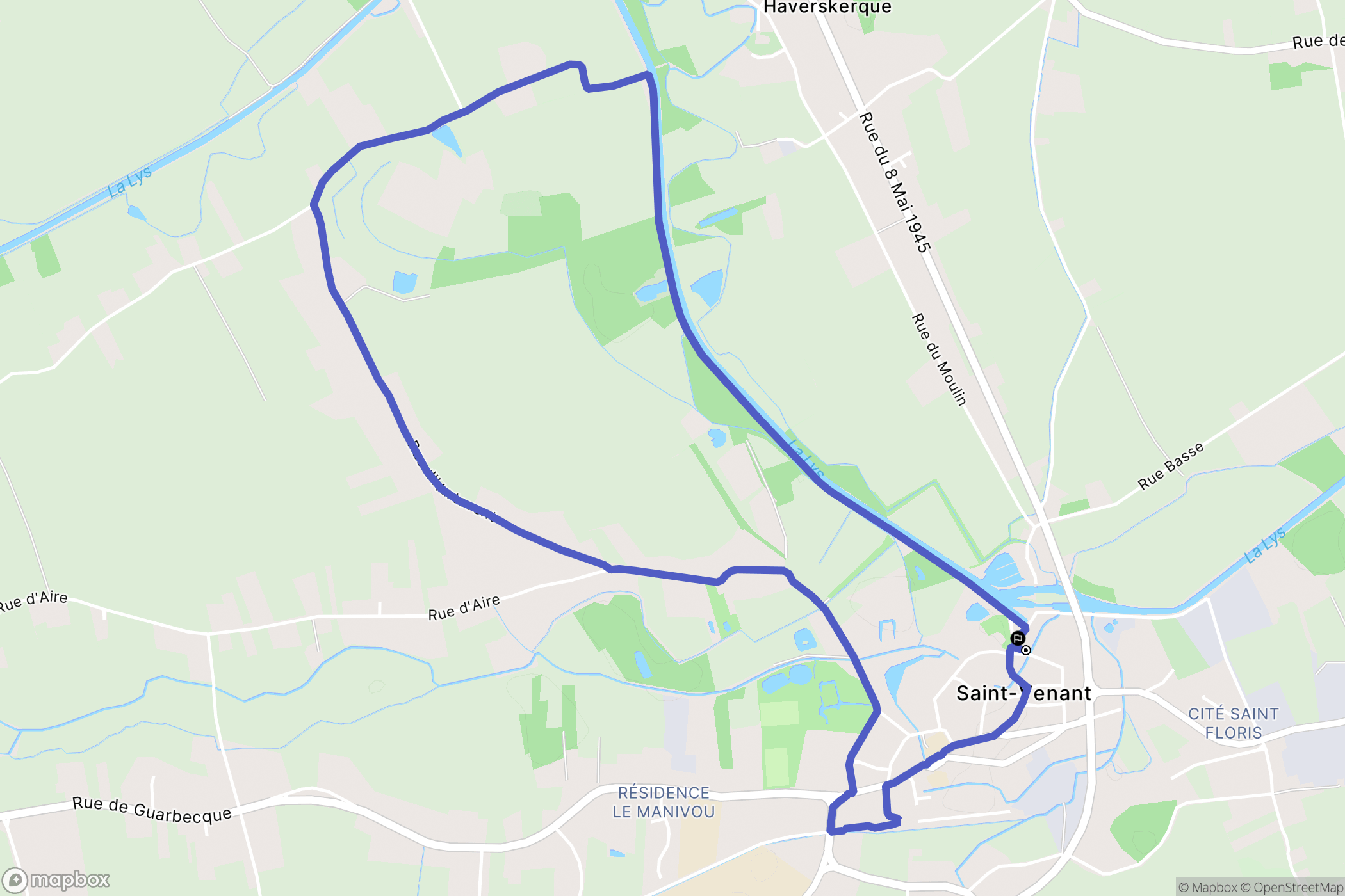 Saint-Venant : carte du parcours de randonnée - France