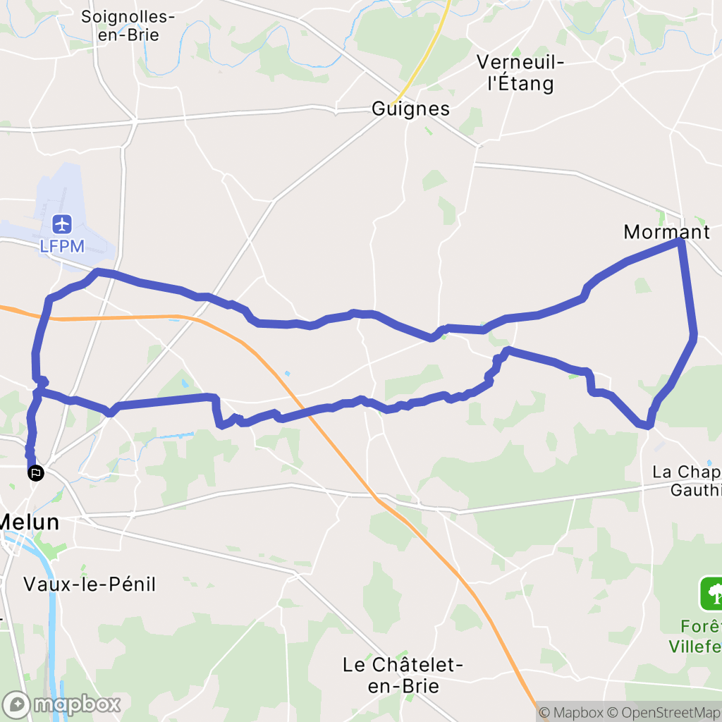 Melun : carte du parcours de randonnée - France