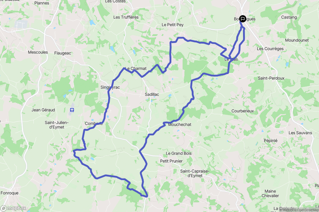 Bouniagues : carte du parcours de randonnée - France