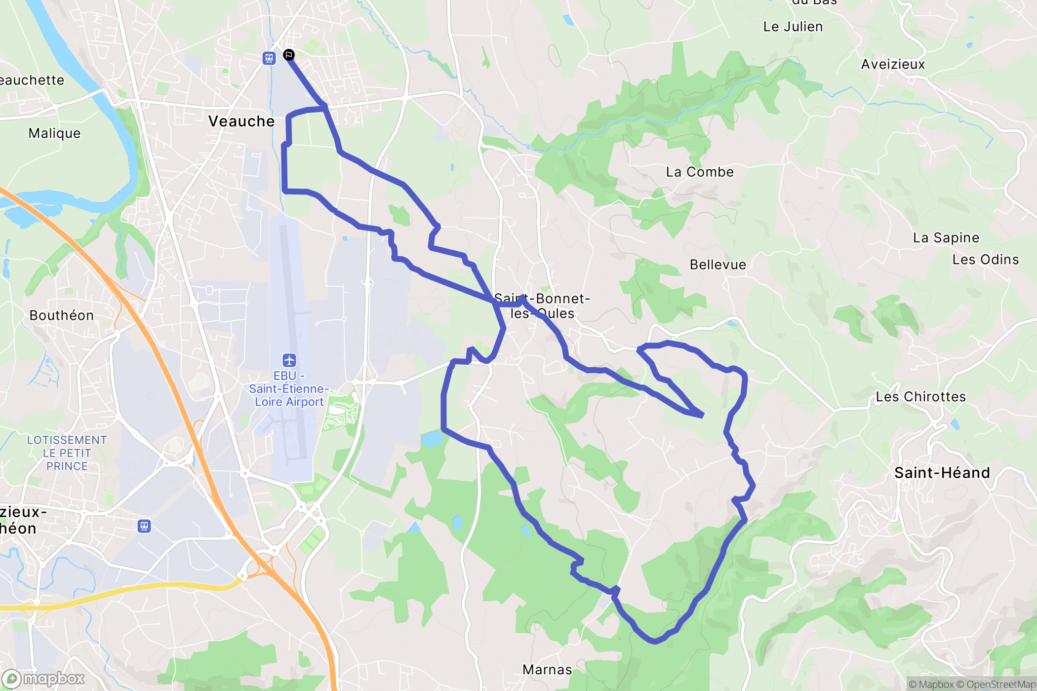 Veauche : carte du parcours de randonnée - France