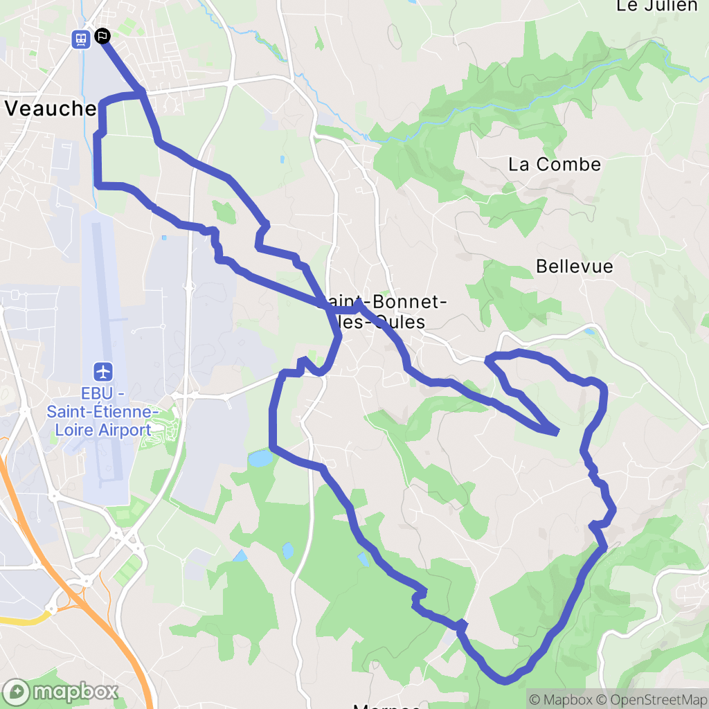 Veauche : carte du parcours de randonnée - France
