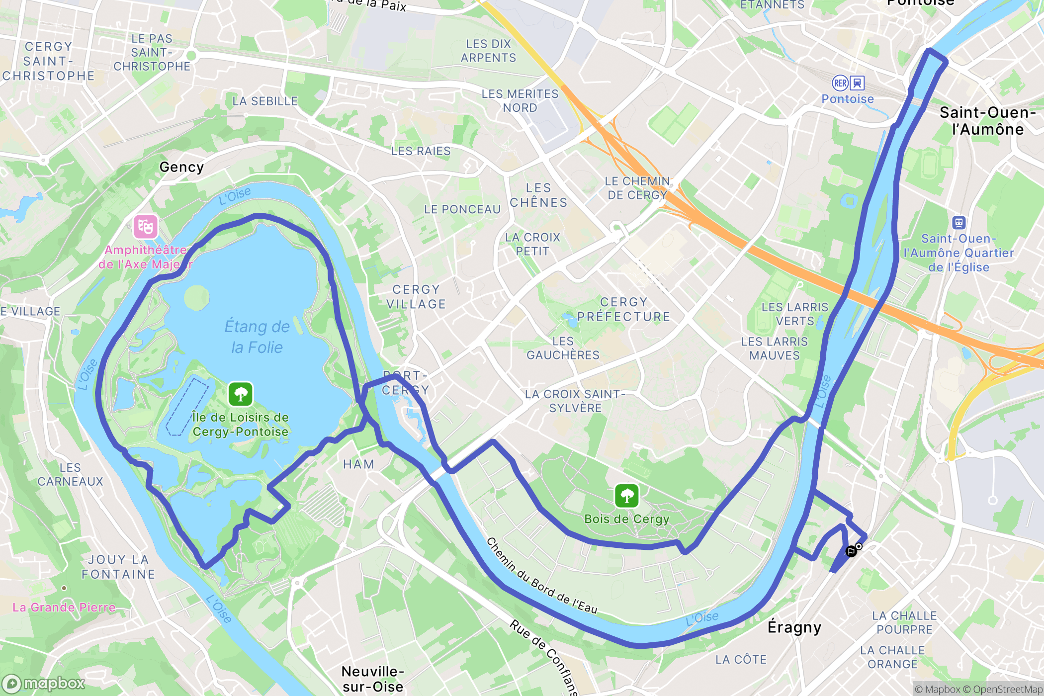 Éragny : carte du parcours de randonnée - France