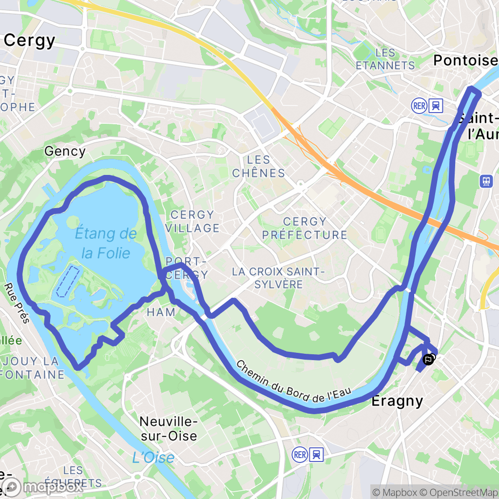 Éragny : carte du parcours de randonnée - France