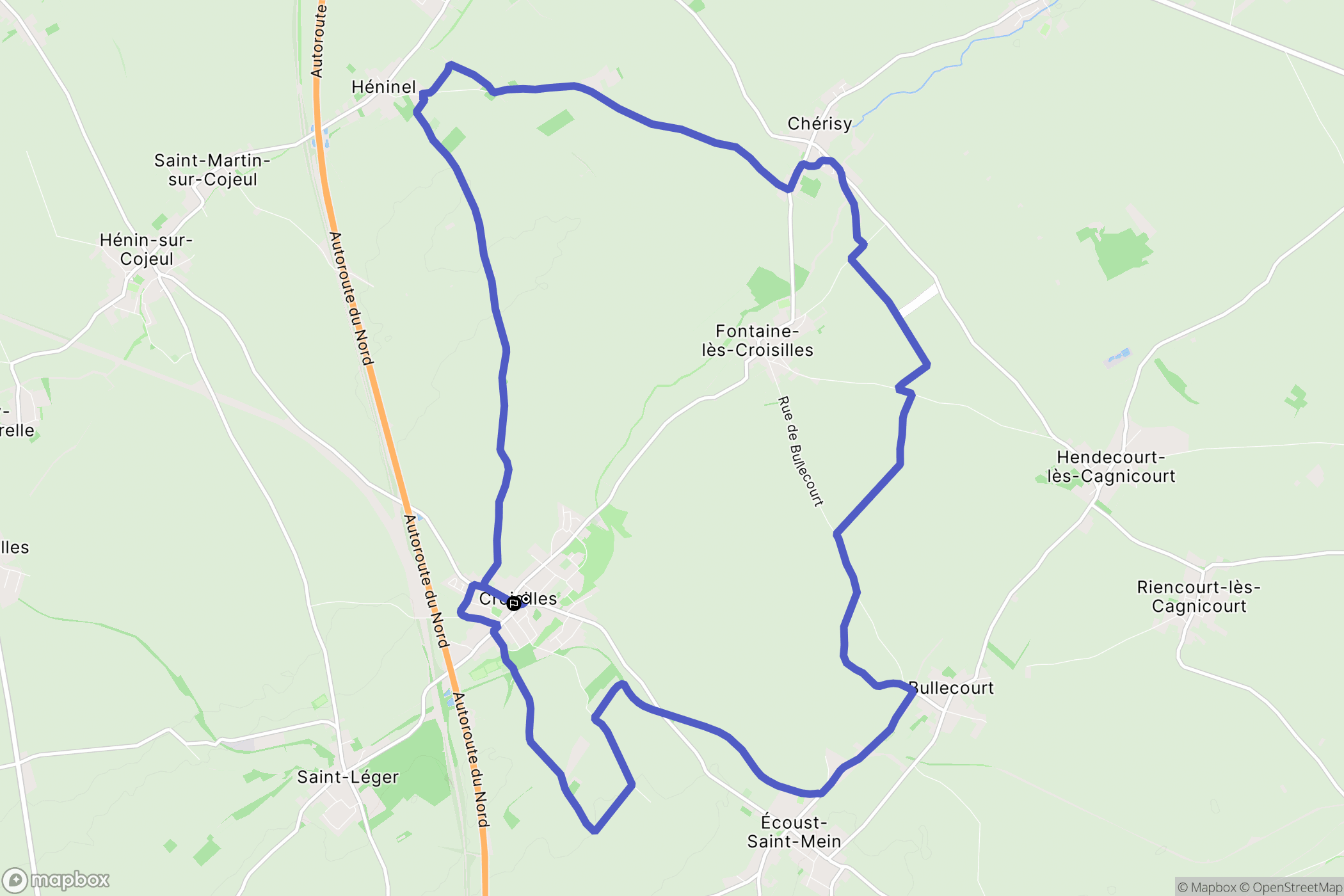 Croisilles : carte du parcours de randonnée - France