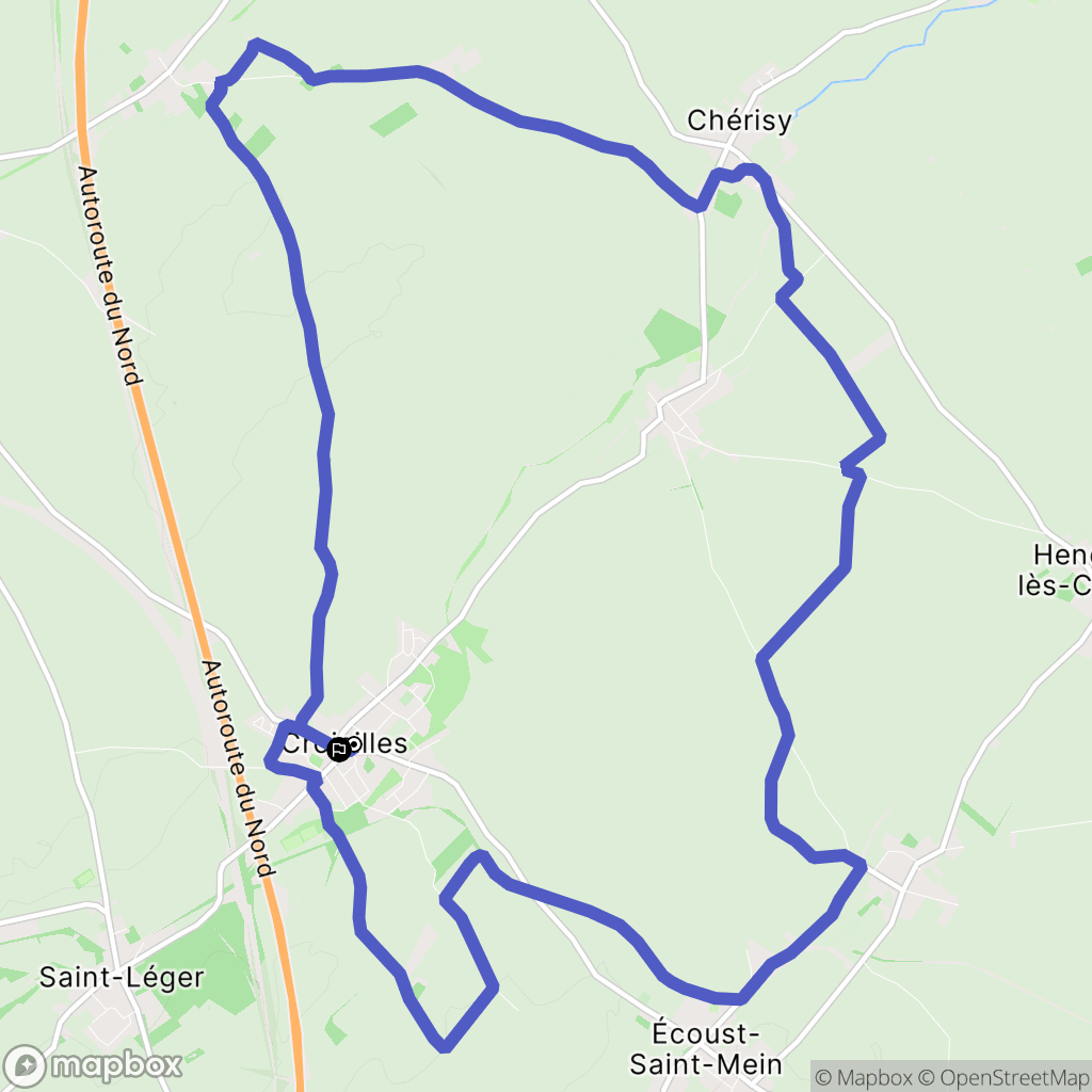 Croisilles : carte du parcours de randonnée - France