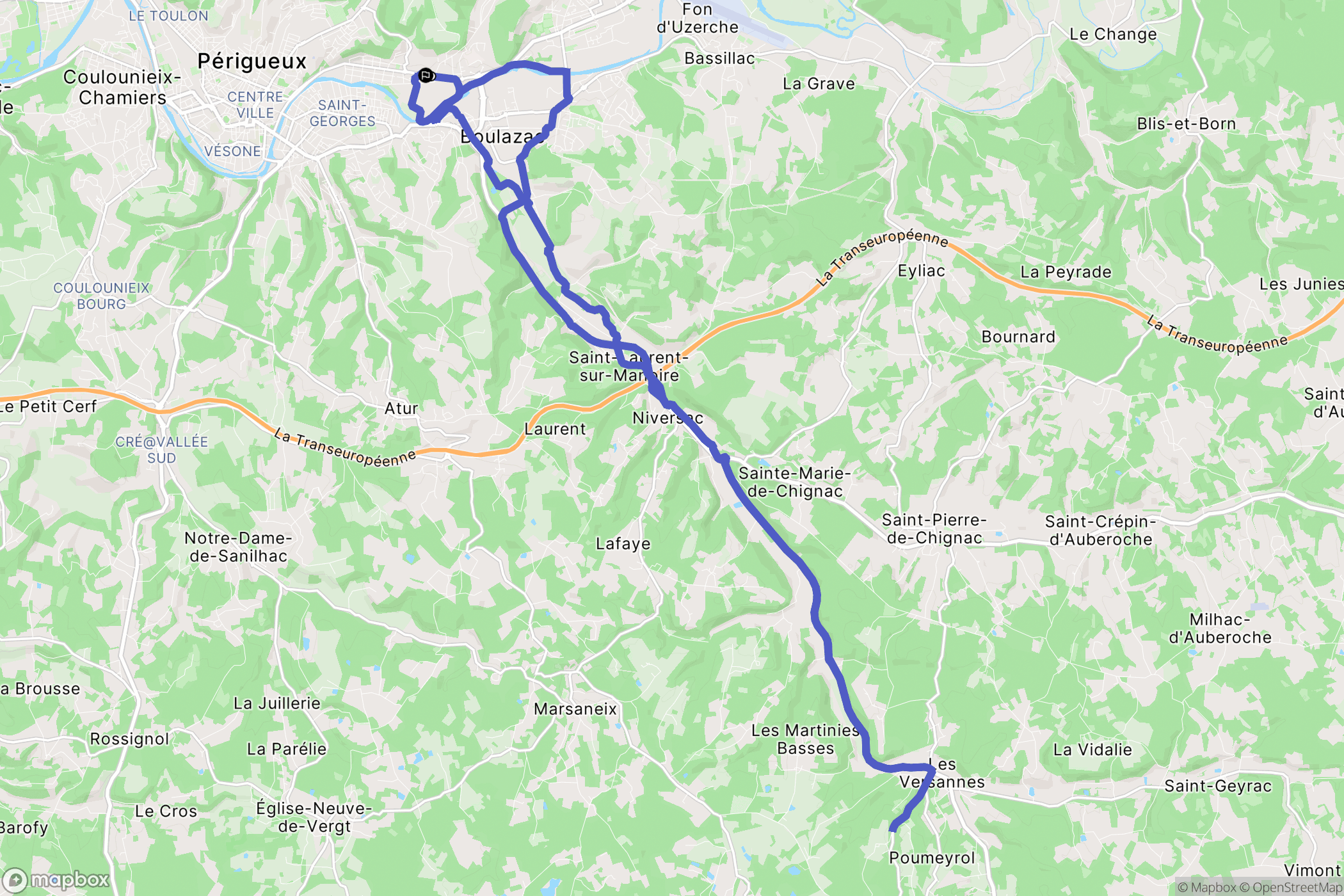 Trélissac : carte du parcours de randonnée - France