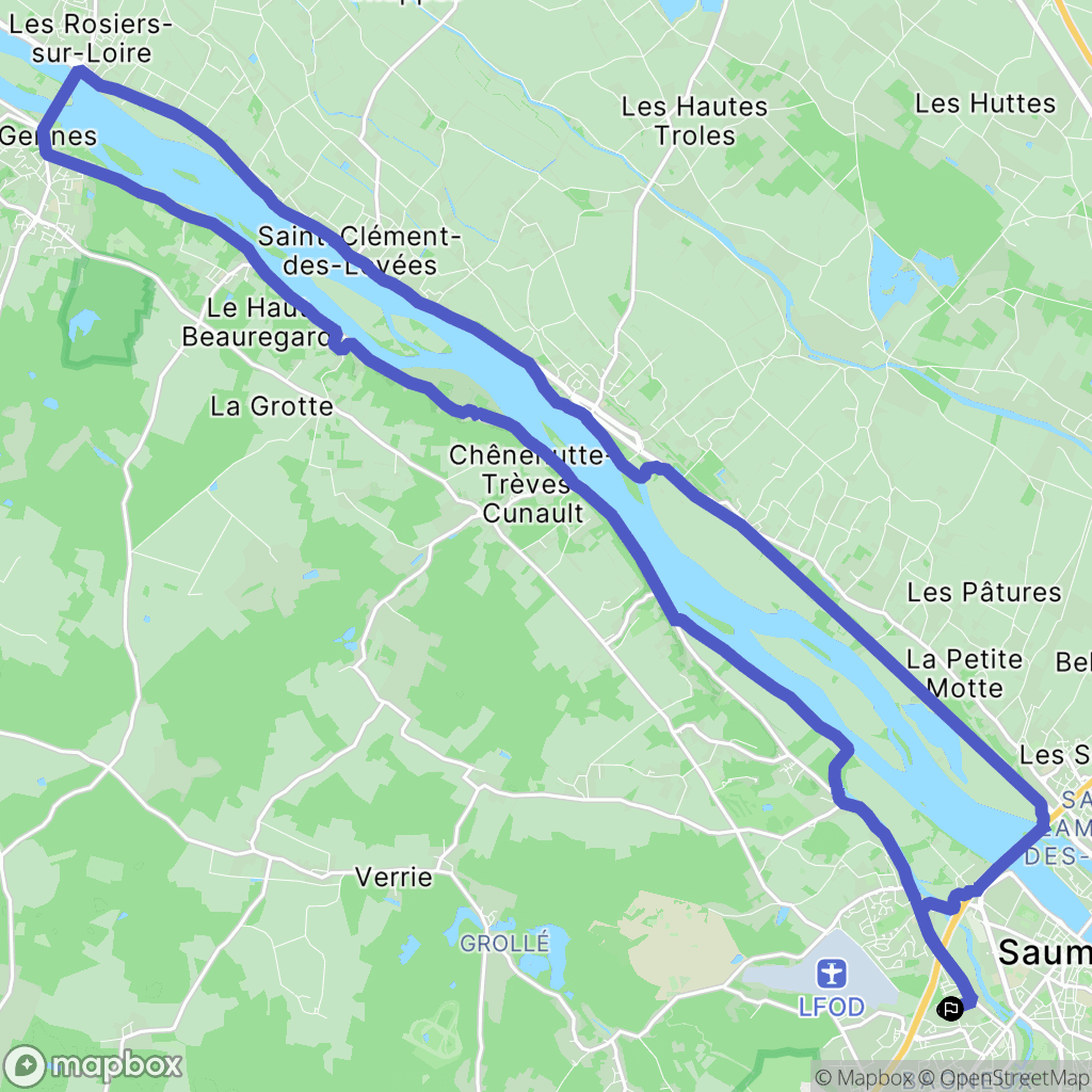 Saumur : carte du parcours de randonnée - France