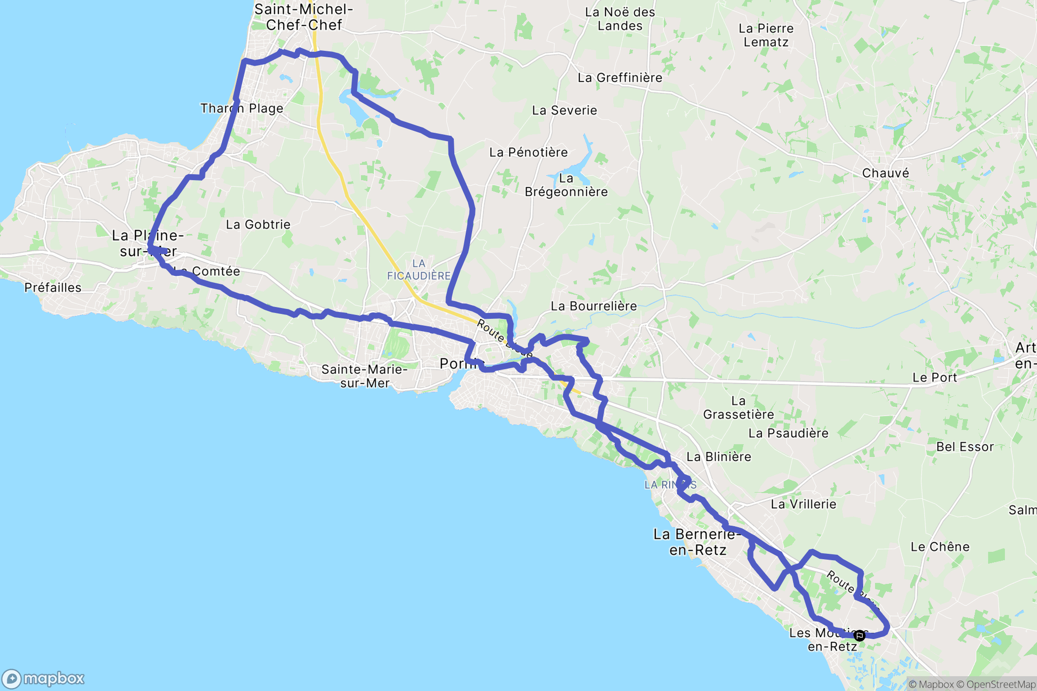 Les Moutiers-en-Retz : carte du parcours de randonnée - France