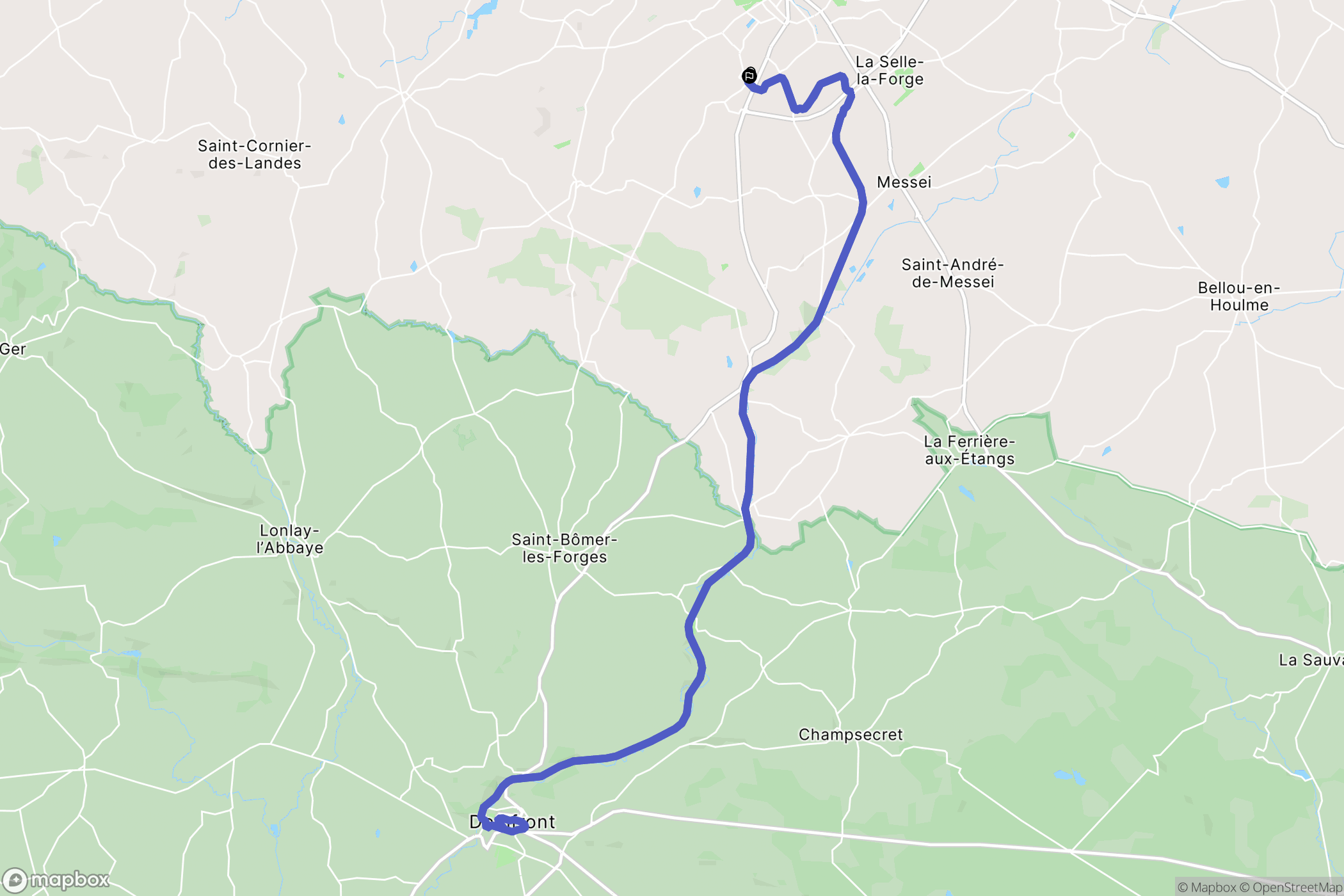 Flers : carte du parcours de randonnée - France